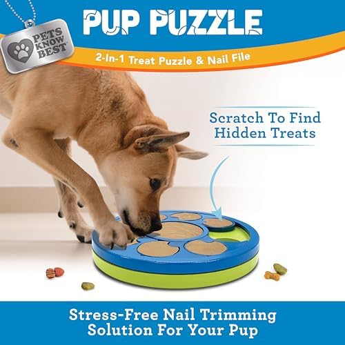 Pup Puzzle Interactive Dog Nail File Treat Dispensing Toy, Mentally Stimulating Nail Trimmer, Paw Care and Play Toy | Difficulty Level; Easy
