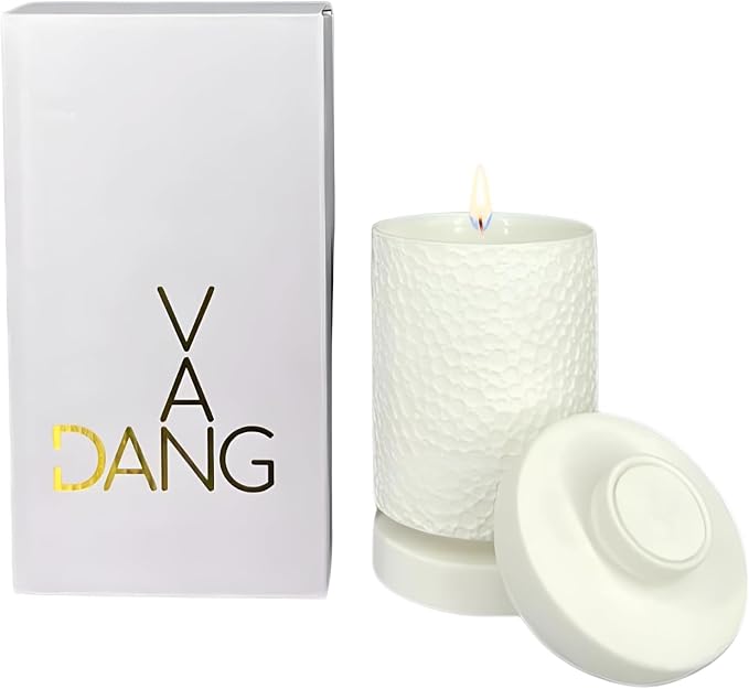 Van Dang Moonscape Candle Texturized Bubble Crater Surface Luxury Aromatherapy Porcelain Decor Notes of Cardamom, Nutmeg, Pepper, Myrrh, Sandalwood Long Lasting 80 Hour Burn Time 330g (Buddhapada)