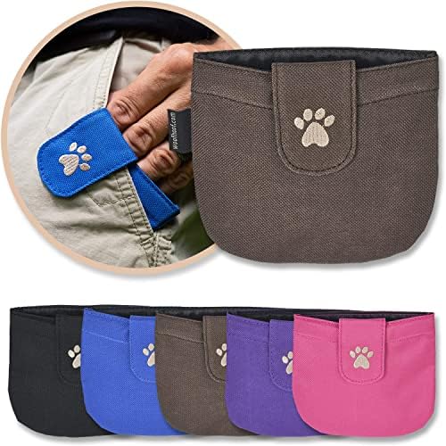 Dog Treat Pouch, Brown Pocket Sized Training Reward Pouch - Lightweight Dog Treat Holder with Magnetic Flap for Stability, Perfect Dog Accessories, Made of Durable Nylon, Machine Washable
