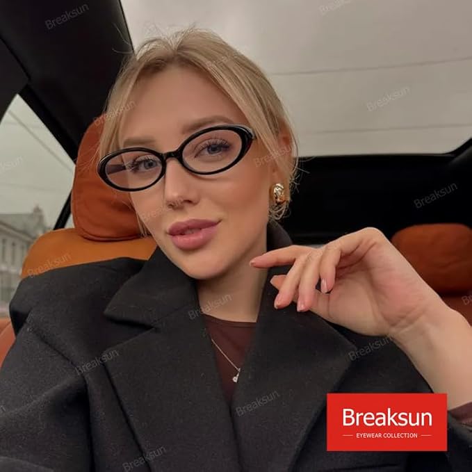 Breaksun Retro Oval Sunglasses for Women Men Fashion Small Oval Sunglasses 90s Vintage Shades