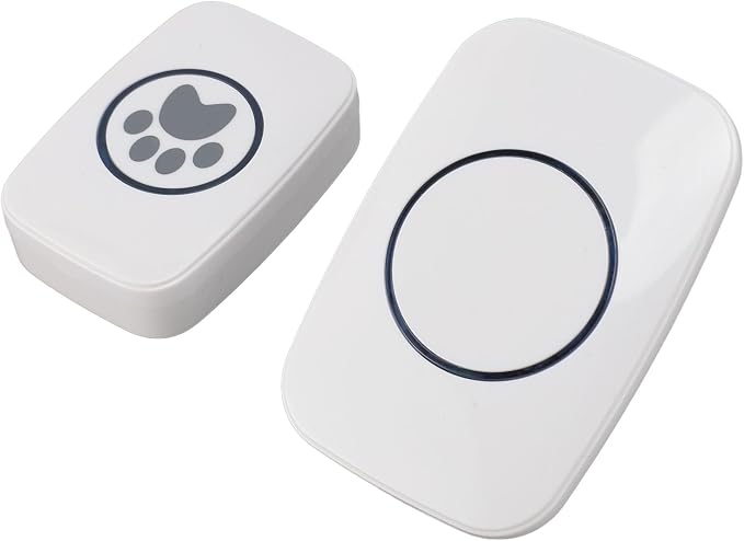 Wireless Dog Doorbell, Portable Smart Pet Doorbell with Intelligent Sensing Transmitter and Receiver for Dog Training and Home Use, Black (US Plug)