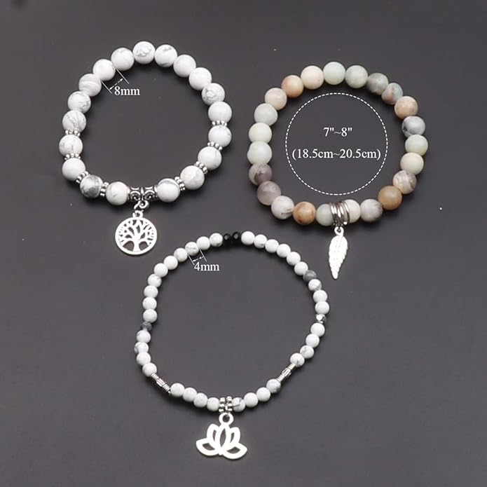 UEUC Tree of Life Yoga Healing Stone Bracelets,Multilayer Lotus Chakra Stone Reiki Bracelet Sets,Anxiety Crystal Natural Stone,for Women Stress Relief