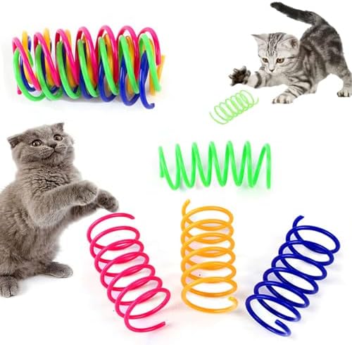 Interactive Cat Toys for Indoor Cats - Colorful Spiral Cat Spring Toys, Durable BPA-Free Plastic Swatting & Hunting Toys, Fun Kitten Accessories to Keep Bored Cats Activ (12 Bulk)