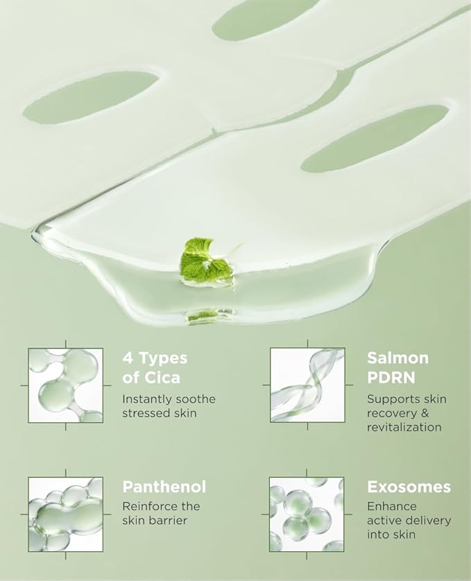 AROCELL Cica Hydrogel PDRN Mask 7 Facial Sheet with Panthenol & Centella Asiatica, Cooling Hydrogel Face Mask for Soothing Calming Hydrating Moisturizing Sensitive Skin Korean Skincare, 25gx7ea