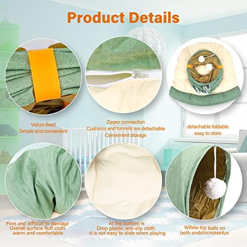 BWOGUE Bunny Tunnel Bed, 2-in-1 Collapsible Rabbit Tunnel Hideout with Mat