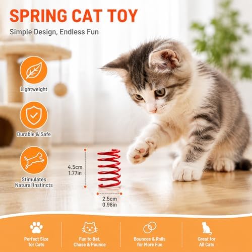 15 Colors Cat Spring Toys (30 Pack), Colorful Interactive Coil Springs for Kittens, Durable Plastic Spiral Springs for Indoor Cats, Ideal for Swatting Biting Hunting & Exercise