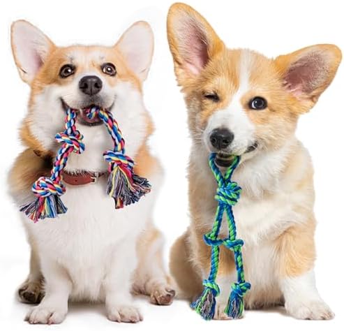 2 Pack Dog Rope Toy for Small Dogs, Durable Cotton Puppy Teething Toys