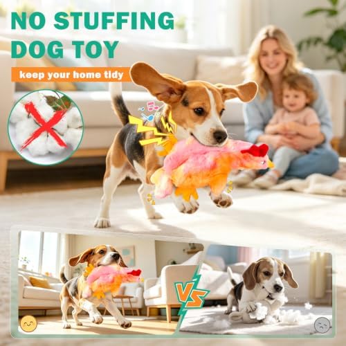 Fuufome Squeaky Dog Toy, No Stuffing Plush Toy for Puppy Small Medium Dogs