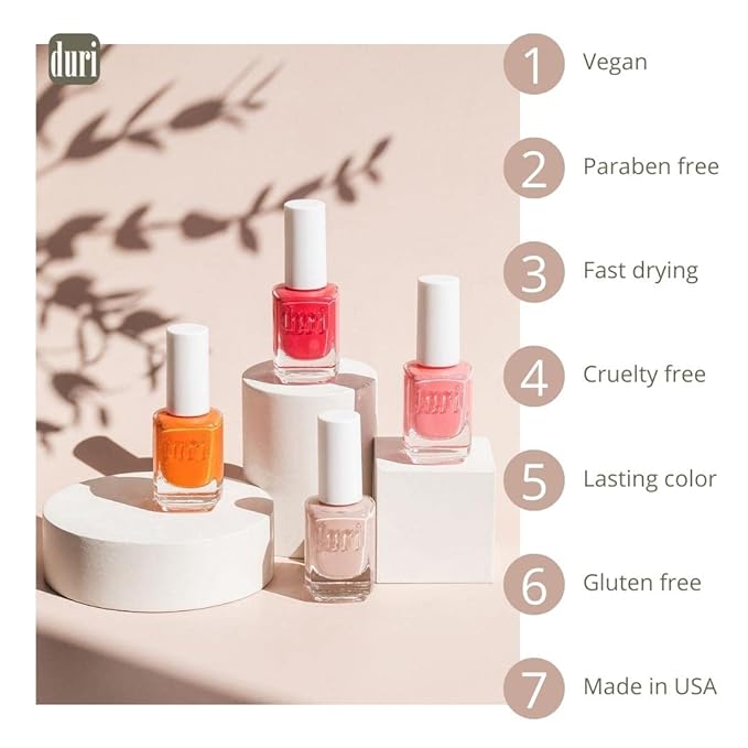 duri Nail Polish, 754 Social Bubble, Red Glitter Shimmer, Full Coverage, 0.45 Fl Oz