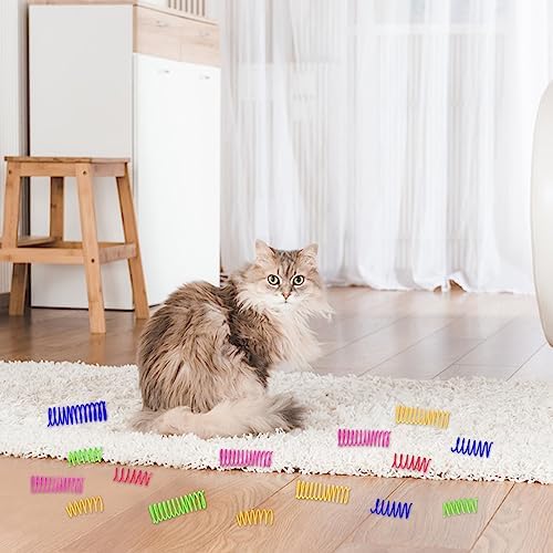Andiker Spiral Cat Toy, 20pcs Interactive Elastic and Durable Coil Spring Toy for Indoor Cats, Relieves Boredom and Anxiety