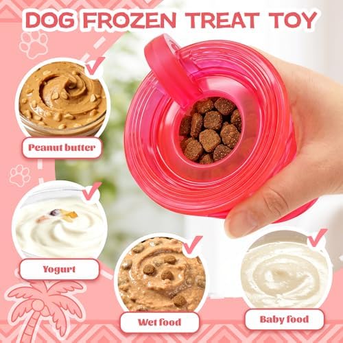 Dog Slow Feeder, Dual Chambers Stuffable Dog Toys, Frozen Treat Enrichment Toy, Treat Dispensing Puzzle Toy for Boredom & Anxiety Relief, Small Medium Large Dogs