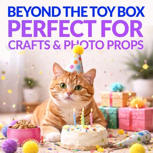 HA SHI Sparkle Cat Toy Balls 200 Pack, Tinsel Pom Poms with Storage Jar