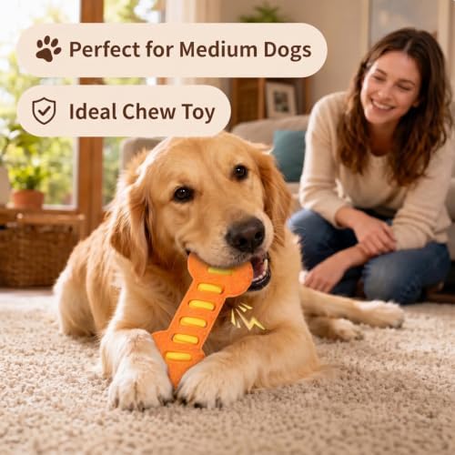 Interactive Dog Chew Toy, TPR Sound Toy for Training（Orange）