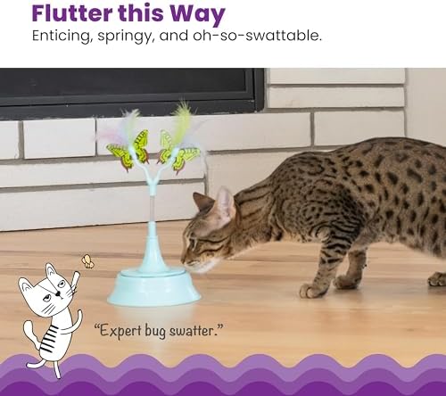 Catstages 2-in-1 Bouncy Flutter Bug Spring Cat Toy – Interactive Standalone or Ball Track Add-On, Blue