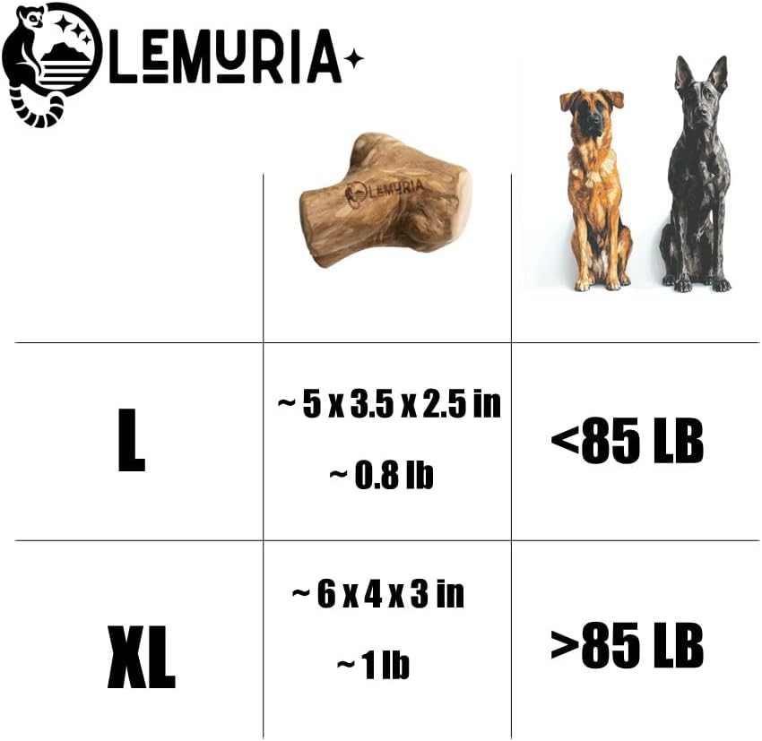 lemuria Gorilla Wood Dog Chew, Coffee Wood Dog Chew Real Wooden Bone, Safe Dental Cleaning Chews for Teething Puppy, Stress Relief Toys (Extra Large)