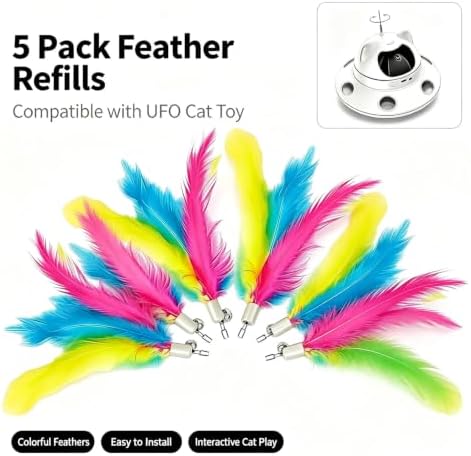Antenna Mounted Feather Refill, Replacement Accessory 3-in-1 Auto Laser Cat Toy (Only Feather Attachment, Toy Base Not Included)