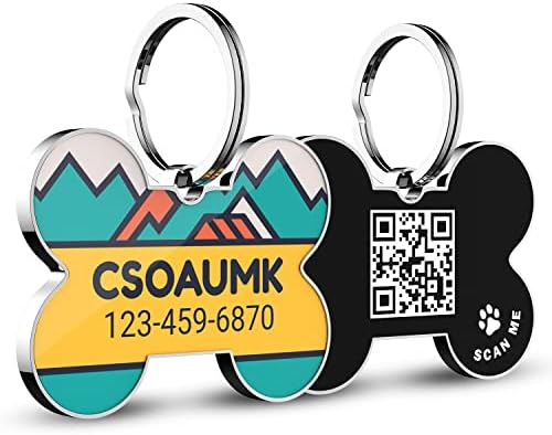 QR Code Dog Tag -On Pet ID Name Tag for Dogs, Cats & Horses – Custom Personalized Noiseless Tag with Jingle-Free Fit & Online Profile Display