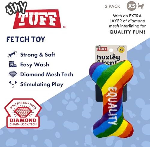 Huxley & Kent Tiny Tuff Plush Dog Toy, Equality Bone