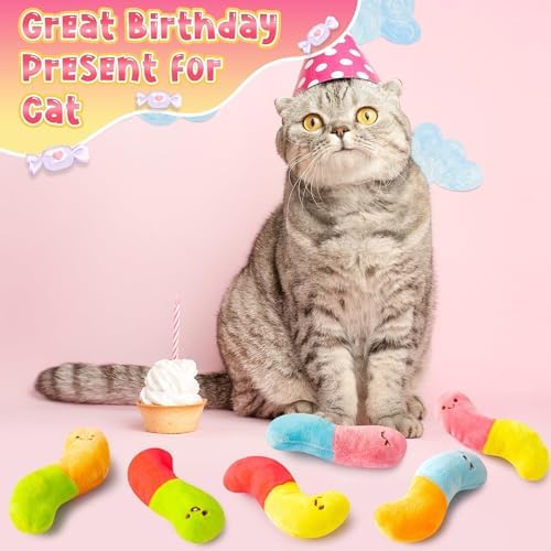 L1rabe Worm Candy Catnip Toys for Cats, for Kitten Lovers