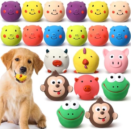 20 Pack Latex Dog Squeaky Toys Soft Squeak Balls for Pets