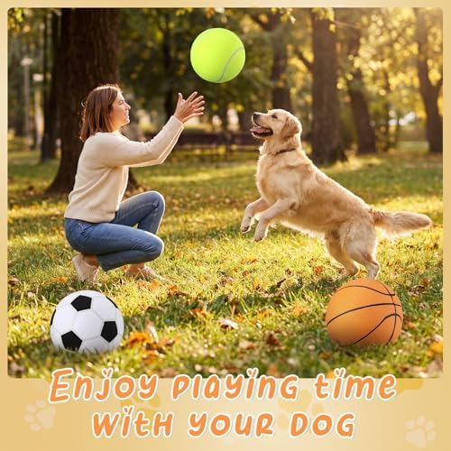 Vinsot 3 Pack 9.5" Large Dog Toy Balls Set Interactive Pet Toys Dog Toy Sports Balls Chew Oversize Felt Training Fetch Ball for Small Medium Large Dogs Outdoor Play