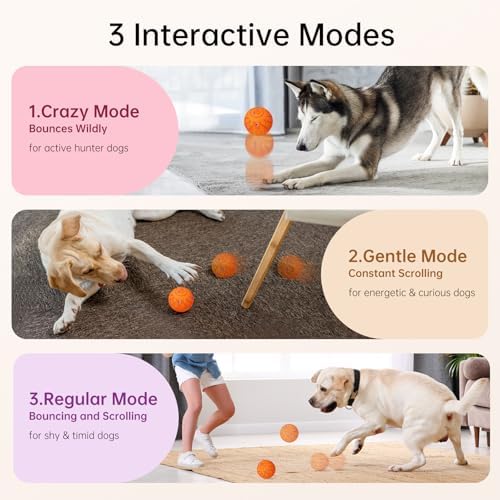 Interactive Dog Toys Dog Ball, Durable Motion Pet Toys for/Small/Medium/Large Dogs, Birthday Gifts, Automatic Moving, Bouncing and Rotating, E-TPU Material, IP54 Waterproof (Orange)