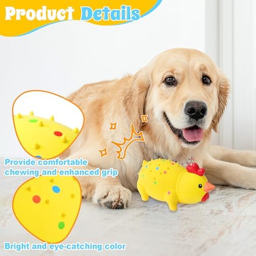 Squeaky Pig Dog Toys, Rubber Pig Dog Toys for Small, Medium & Large Dogs, Durable Interactive Latex Squeaky Chew Toys