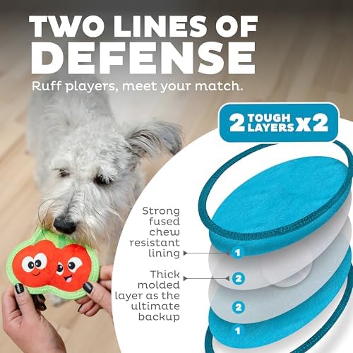 Outward Hound Tough Skinz Durable Squeaky Dog Toy with Two Tough Layers, Cherries, Red, Small
