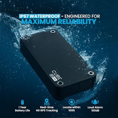 Cube Pro Real-Time GPS Tracker for Cars & Trucks w/ 4G LTE & 1 Year Battery | IP67 Waterproof Hidden Magnetic Tracking Device for Cars, Fleets, Trailers - Pinpoint Accuracy w/ Smart Alerts & Geo-Fencing