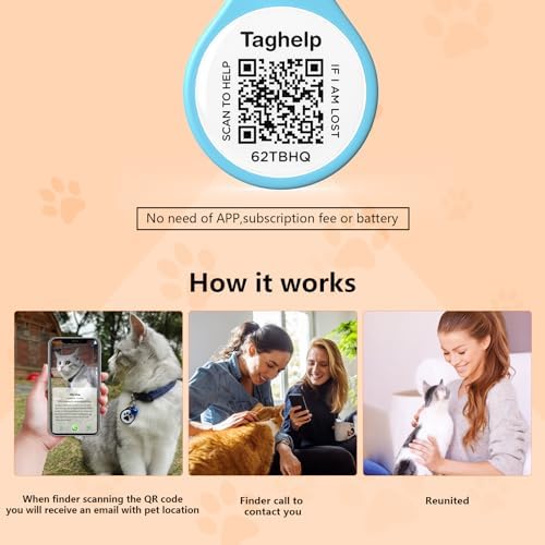 Pet ID Tag-3pcs QR Code Tag Small Personalized Name Plate with Online Profile,Cat Tag Scan QR Receive Instant Pet Location Alert Email,No Subscription or fees(Black & Blue & Pink)