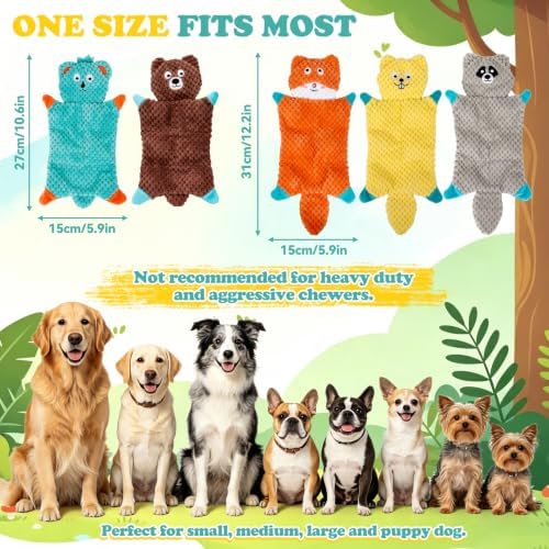 No Stuffing Squeaky Dog Toys for Samll Medium Large Breeds, 3 Pack Durable Plush Puppy Chew Toys for Teething and Boredom, Interactive Dog Toy to Keep Them Busy
