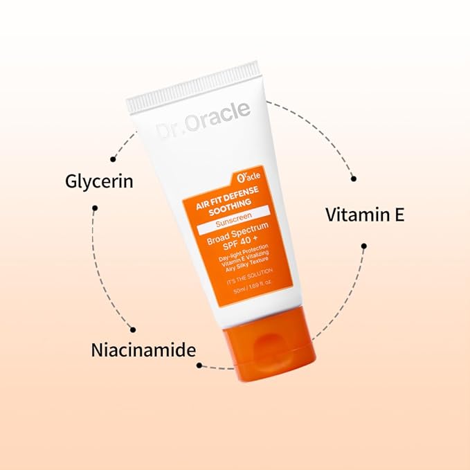 Air Fit Defense Soothing Sunscreen- SPF 40+, Outdoor Essential, No White Cast, Non-Greasy, Niacinamide, Vitamin E Sun Block For face, Korean Skin Care, Lightweight, Hydrating 1.69 fl. oz