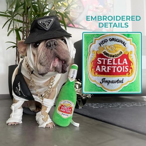 Haute Diggity Dog Stella Arftois Beer Bottle Plush Dog Toy Drink Parody Toy