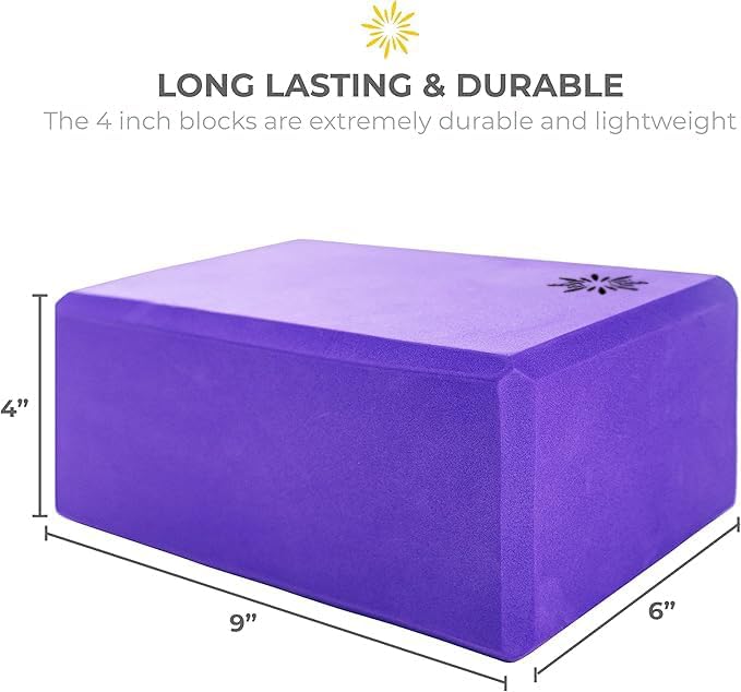 4" Yoga Block, 10 Pack Bulk EVA Foam Yoga Blocks, Firm and Supportive Yoga Brick, Balance Foam for Stretching, Pilates, and Workout, 4" x 6" x 9"