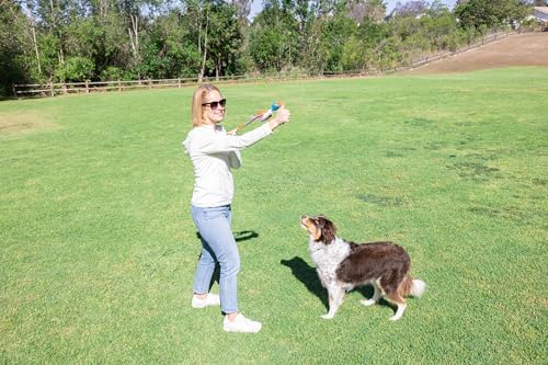 Chuckit! Flying Duck Fetch Slingshot Dog Toy, Orange & Blue – Crinkle Fabric Duck for Outdoor Fetch, Small to Medium Dogs Up to 60 lb – High‑Flight Slingshot Design, Durable Construction – Pack of 1