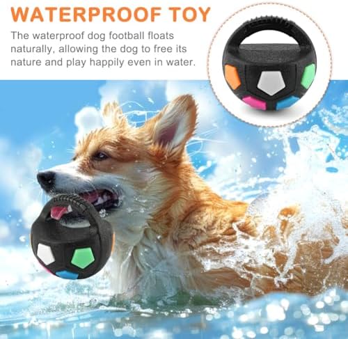 Dog Calming Ball with Handle -Squeaky Floating Rubber Dog Soccer Ball,Black