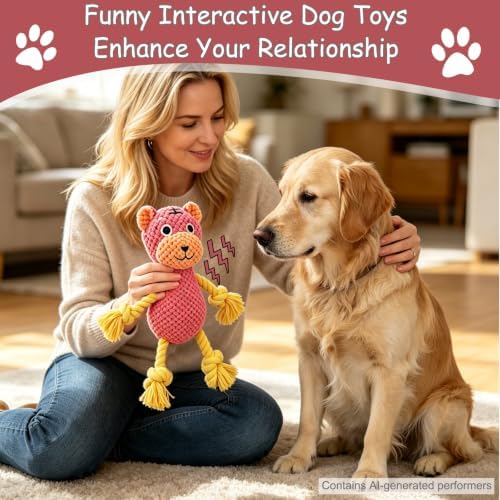 Plush Squeaky Chew Toy for Small Medium Large Dog,(Red Tiger)