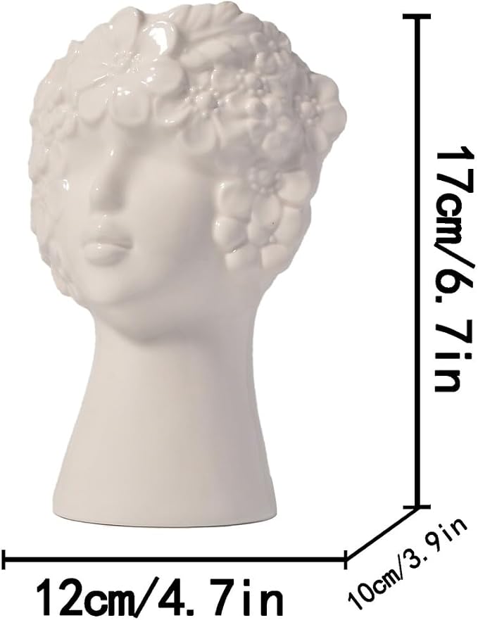 BrownLove Ceramic Face Vase for Decor Female Form Art Vases Modern Decorative Vase Centerpiece for Table Shelf Living Room Office Bedroom Small