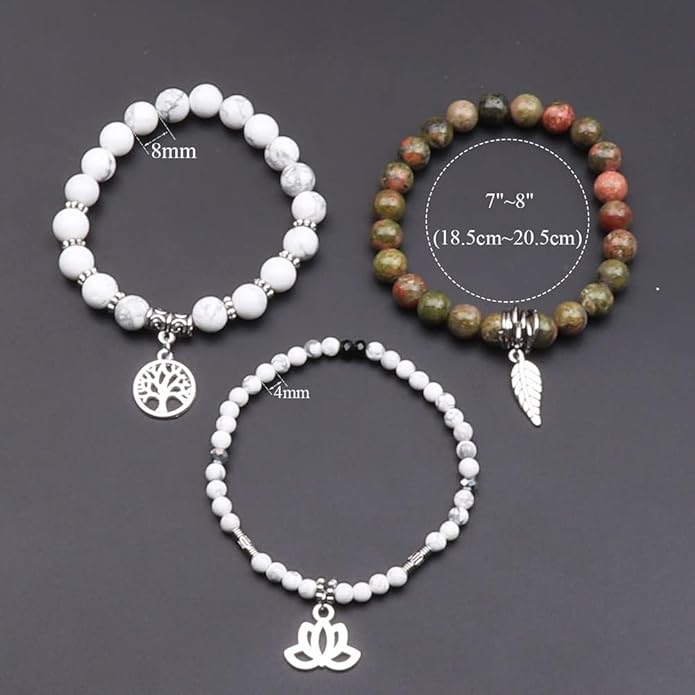 UEUC Tree of Life Yoga Healing Stone Bracelets,Multilayer Lotus Chakra Stone Reiki Bracelet Sets,Anxiety Crystal Natural Stone,for Women Stress Relief