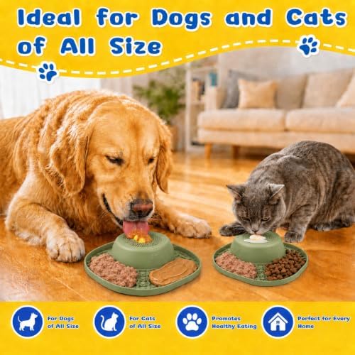 Slow Feeder Dog Bowls, Lick Mat & Interactive Rolling Ball, Dishwasher Safe