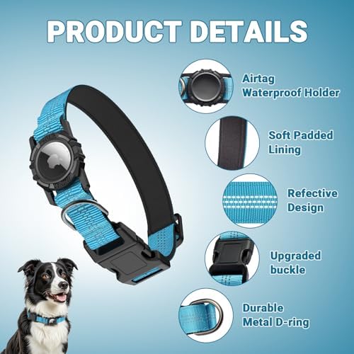 AirTag Dog Collar, IP68 Waterproof Integrated Air Tag Dog Collars