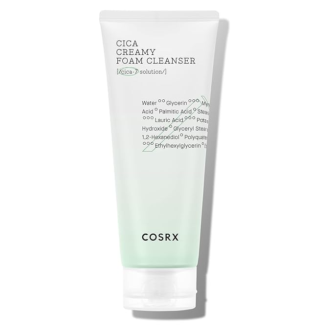 COSRX Pure Fit Cica Creamy Foam Cleanser, 5.07 fl oz / 150ml | Mild Cleanser for Sensitive Skin | 91% Naturally Derived Centella Complex | Animal Testing Free, Paraben Free, Korean Skin Care