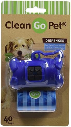 Clean Go Pet Bone Dog Waste Bag Holder, Clip and Two Rolls of Durable, Leakproof Black Plastic Poop Bags
