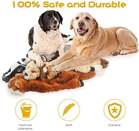 Dog Squeaky Chew Toys No Stuffing Soft Plush for Small Medium Large Breed | Best Birthday Gifts to Keep Them Busy Chewer Teething Chewing Fetch Interactive Squeakers Pet Supplies Bundle Tough Durable