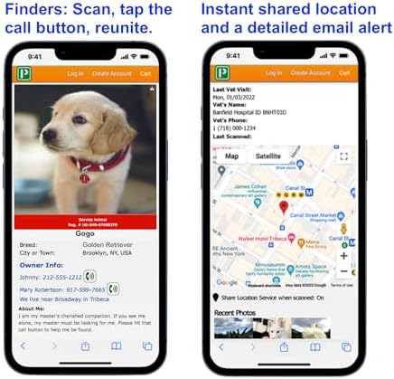 Pet Dwelling Service Dog ID Tag with QR Code – Scan to Contact Owner Instantly, No App Needed, Smart Dog & Cat Tag with Free Personalized Pet Profile