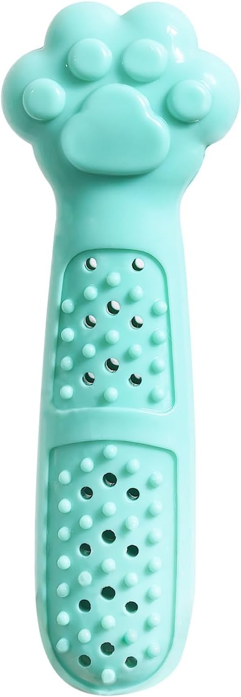 Cat Teething Toy, Cute Cat Paw Kitten Chew Toys for Cat Dental Care, Cat Treat Dispenser Toy for Kitten Chewing, Kicking and Boredom Releasing, Pet Puzzle Toys for Indoor Cats (Green-1 PCS)