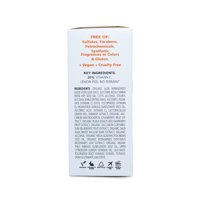 Sia Botanics Brightening Face Serum (30ml/1oz Porceline Bottle) | Facial Treatment w/Vitamin C, Lemon Peel Bio Ferment, Aloe Vera | Natural, Clean, Botanical Skincare for Women