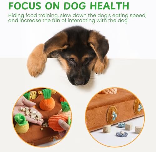 Nocciola Puzzle Carrot Dog Toys, 12PC Various Fabrics Carrots & Farm Snuffle Mat for Hide and Seek Snuffle Toys for Small and Medium Dogs, Easter Dog Toy
