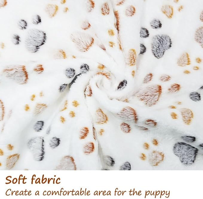 1 Pack 3 Blankets Fluffy Premium Fleece Soft Pet Blanket Flannel Throw for Cat Dog Puppy (Medium 30x20'', Paw-Grey)