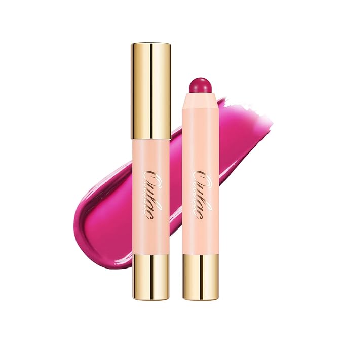 Oulac Magenta Lipstick - Lipstain and Blush Duo, Tinted Lip Balm, Moisturising and Nourishing, Glossy Finish, Vegan, Blackcurrant Jelly(05)